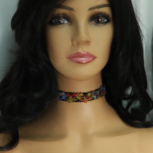 Fancy Choker Multi Color Adjustable Length Multi Colors Wide Trim chokers (#84) - Picture 3 of 10